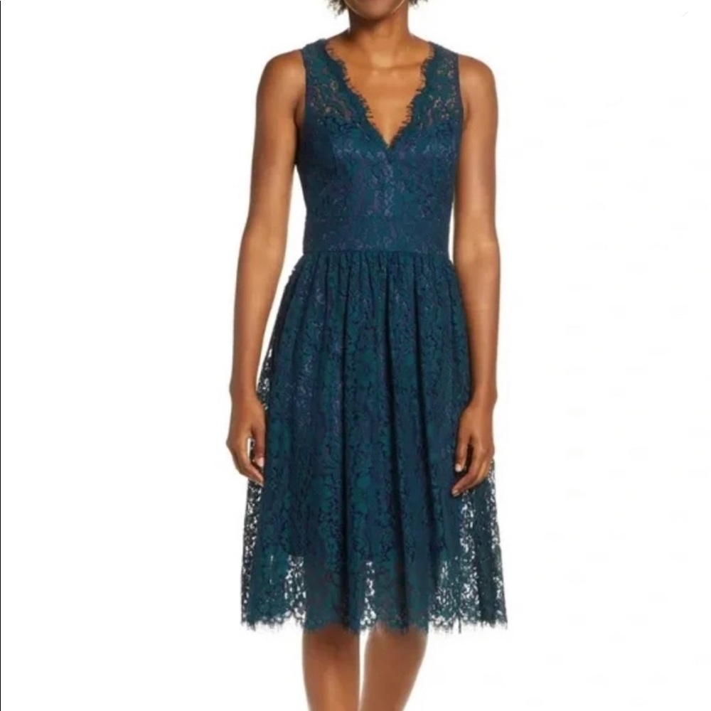 Eliza J Green and Blue Lace Dress